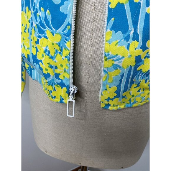 Vintage 1960’s 1970’s The Lilly Pulitzer Zip Up Jacket Sz S Blue Yellow Floral - Picture 3 of 8